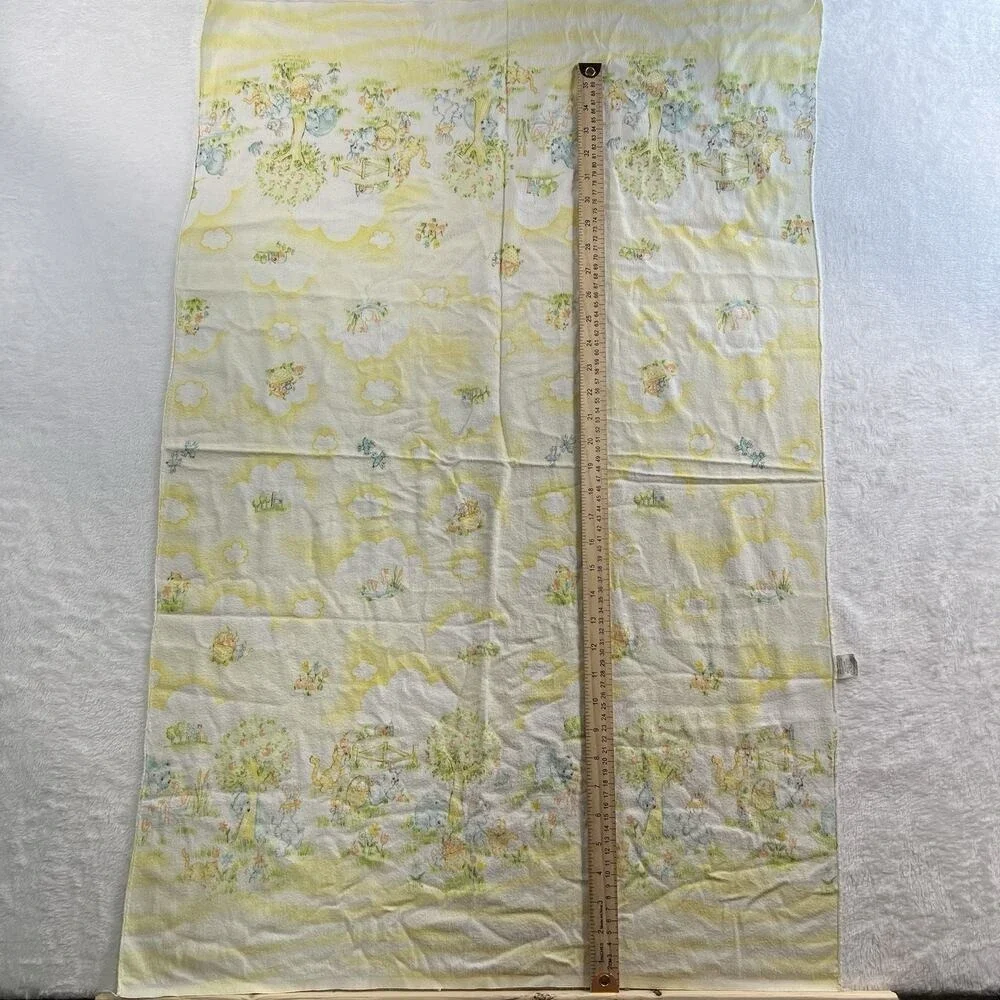 Vintage Dundee Flannel Receiving Blanket Sleeping‎ Baby Bunnies Design Cotton